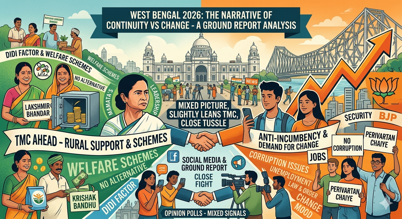 वेस्ट बंगाल चुनाव 2026: ममता की पकड़ मज़बूत, लेकिन BJP की बदलाव लहर से कांटे की टक्कर