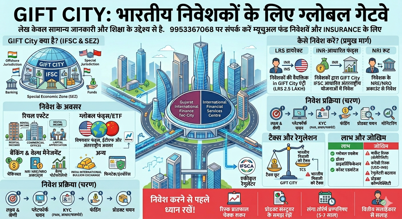 GIFT City में निवेश कैसे करें? पूरी जानकारी, फायदे, टैक्स और स्टेप‑बाय‑स्टेप गाइड