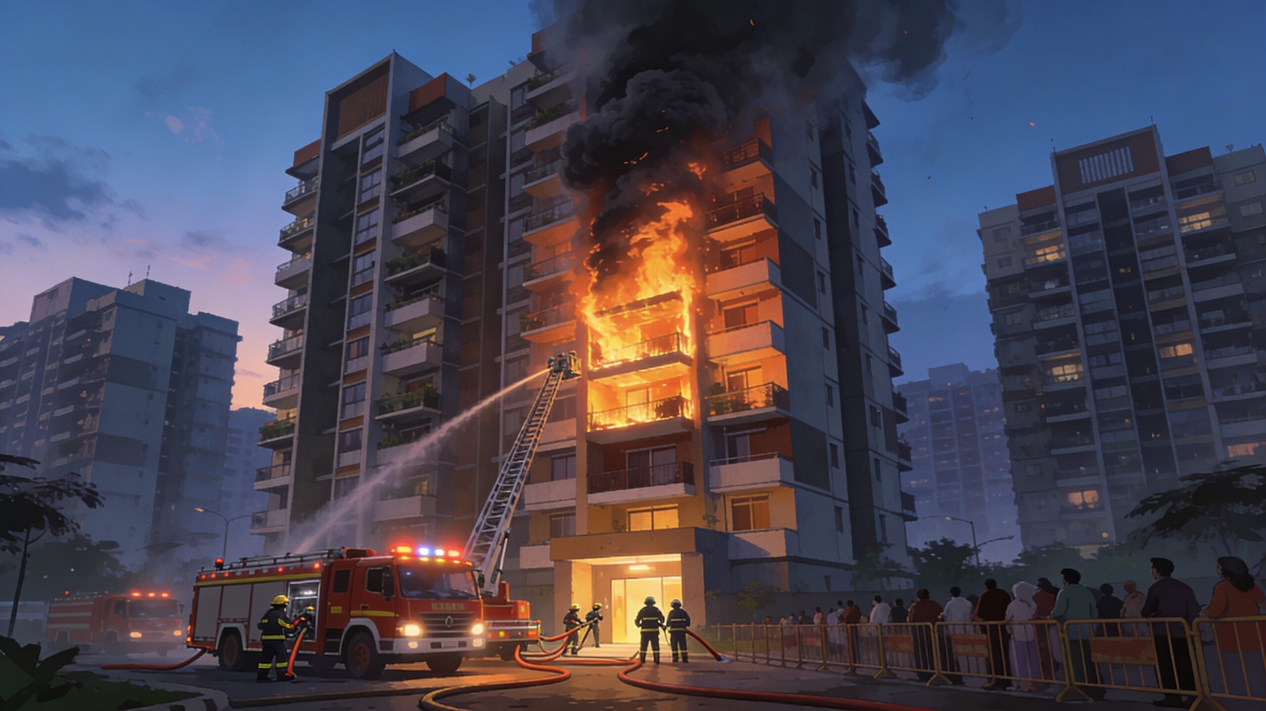 हाई राइज सोसायटी में आग: इंदिरापुरम गौर ग्रीन हादसे से सीख, कारण, लापरवाही और बचाव