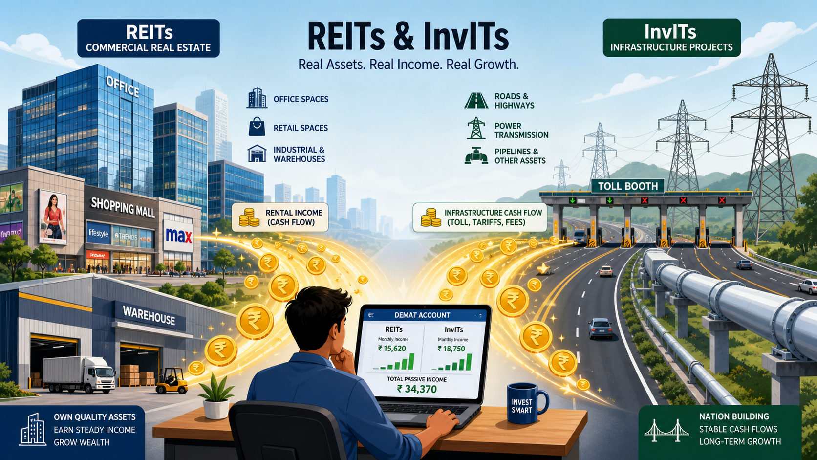 REITs और InvITs: बिना प्रॉपर्टी खरीदे किराये और इंफ्रा इनकम कमाने का स्मार्ट तरीका
