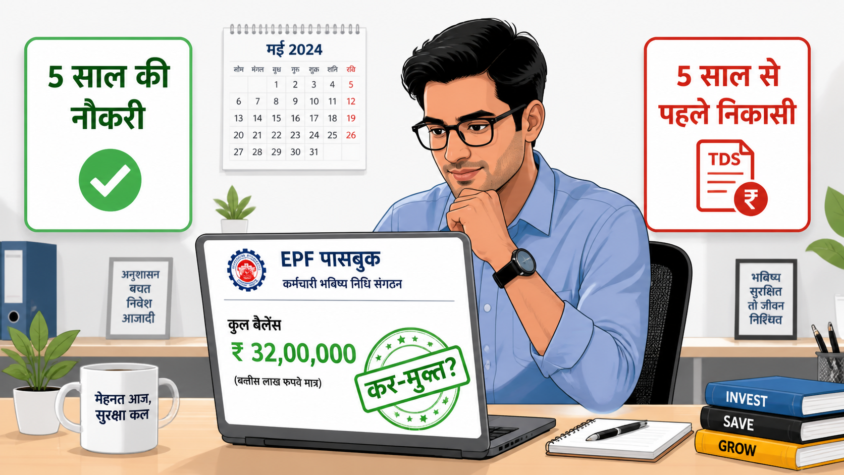 कब EPF निकासी पूरी तरह टैक्स‑फ्री होती है? 25–45 उम्र के सैलरीड के लिए पूरा गाइड